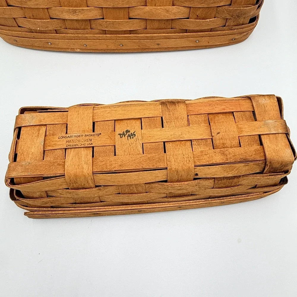VTG Longaberger Basket Lot 2 Bread Loaf Woven Wood Farmhouse Cottage Decor